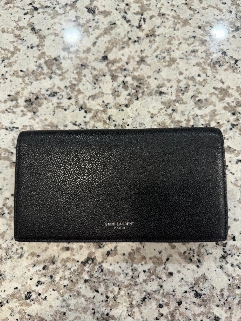 Saint Laurent Black Pebbled Leather Long Wallet - Picture 2 of 7